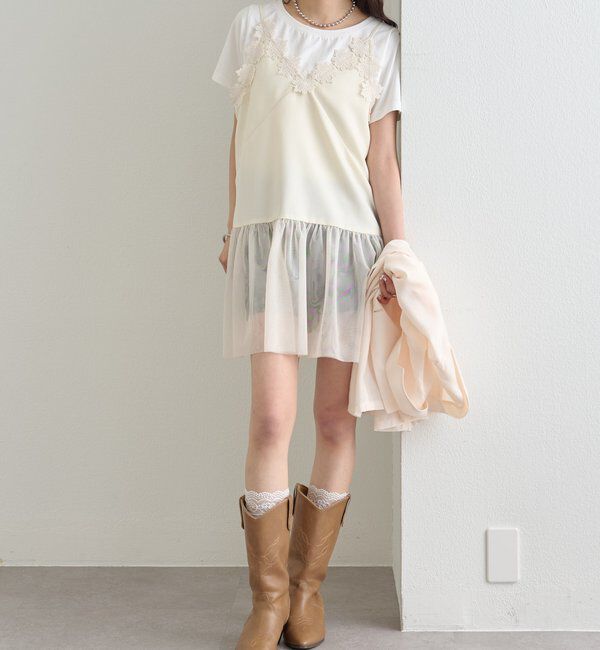  「裾チュールキャミチュニック」|シャツ・ブラウス|