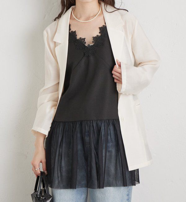  「裾チュールキャミチュニック」|シャツ・ブラウス|