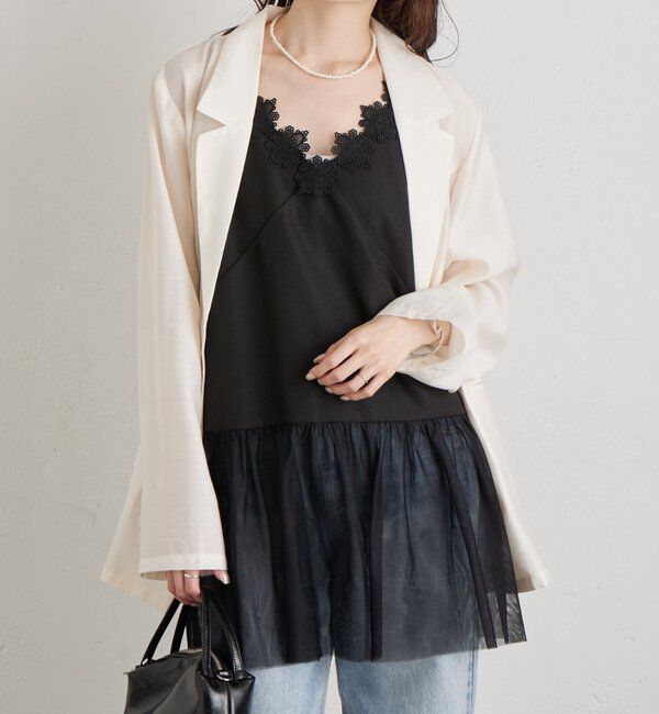  「裾チュールキャミチュニック」|シャツ・ブラウス|