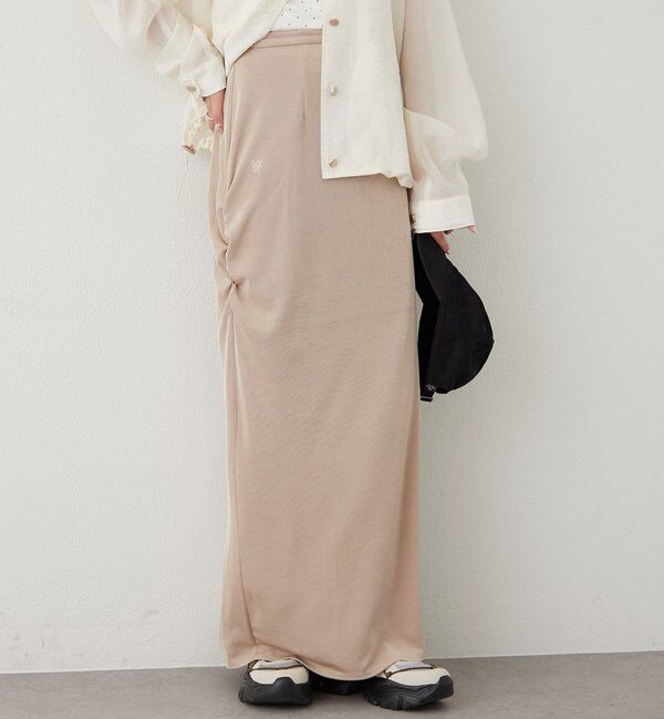  「マルチベルト付きカラーネットスカート」|スカート|ベージュ