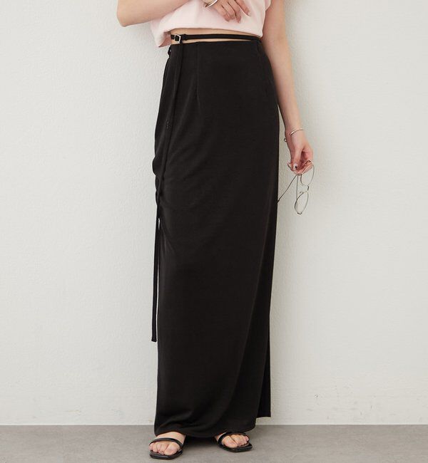  「マルチベルト付きカラーネットスカート」|スカート|ブラック