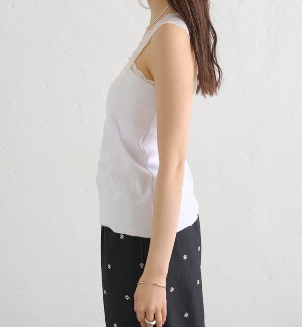  「パット付きVレースタンクトップ」|キャミソール|