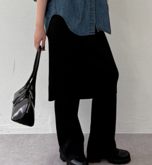  「ニットスカート+パンツセット」|チノ|ブラック