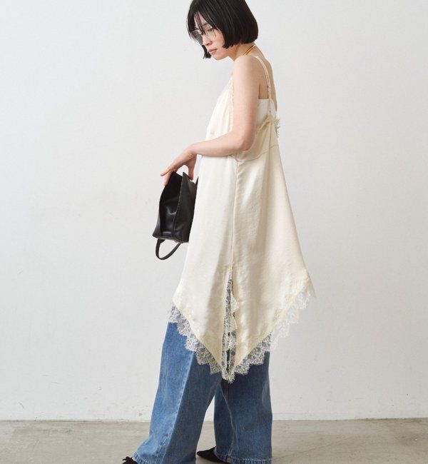  「サテンレースアシメキャミ」|シャツ・ブラウス|