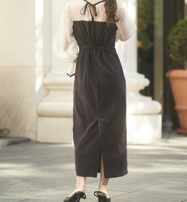  「【結婚式/ドレス/サイズ展開あり】配色シアーベアデザインワンピース」|ドレス|