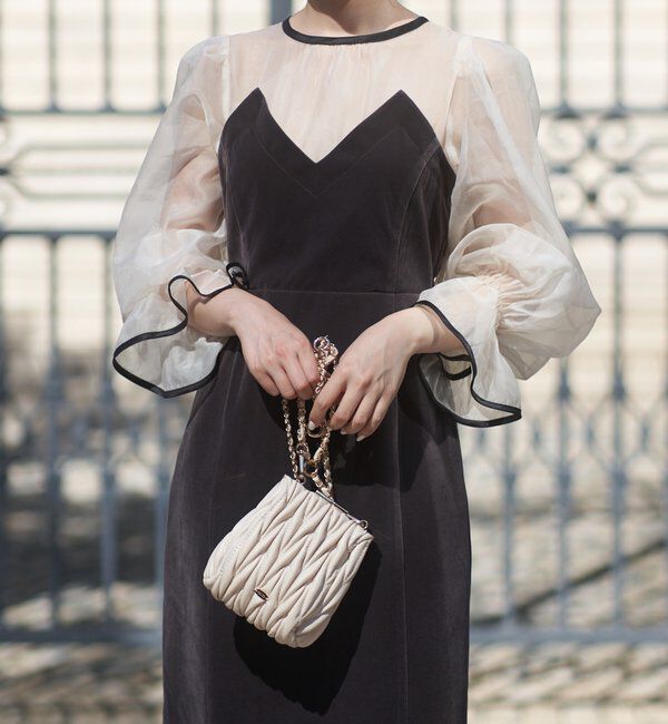  「【結婚式/ドレス/サイズ展開あり】配色シアーベアデザインワンピース」|ドレス|