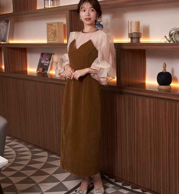  「【結婚式/ドレス/サイズ展開あり】配色シアーベアデザインワンピース」|ドレス|