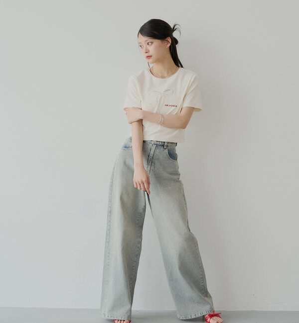  「ポケットレースワイドデニム」|デニム|