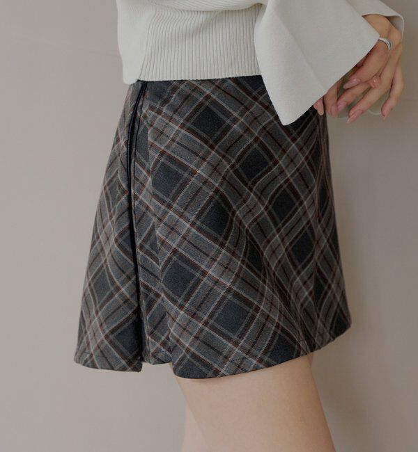  「2wayレイヤードチェックボックスタイトミニスカート」|スカート|