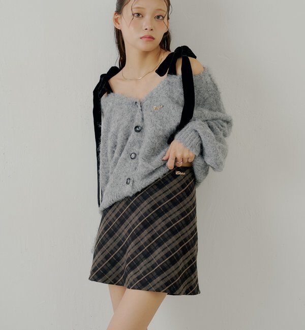  「2wayレイヤードチェックボックスタイトミニスカート」|スカート|