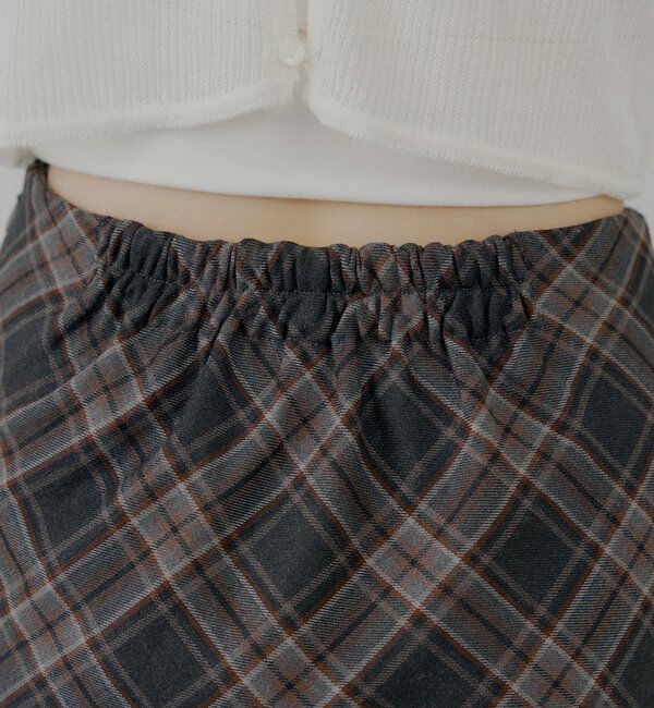  「2wayレイヤードチェックボックスタイトミニスカート」|スカート|