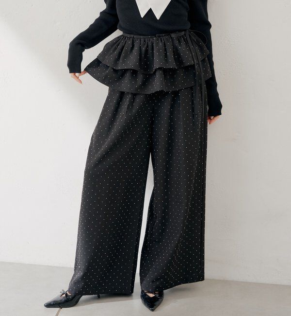  「【SALON by Chico】取り外しフリルルーズスラックスパンツ」|チノ|