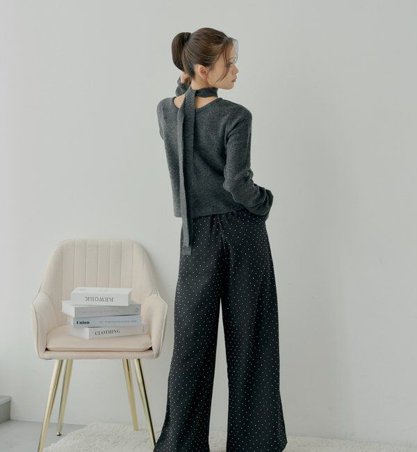  「【SALON by Chico】取り外しフリルルーズスラックスパンツ」|チノ|