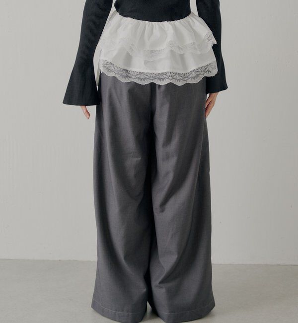  「【SALON by Chico】取り外しフリルルーズスラックスパンツ」|チノ|