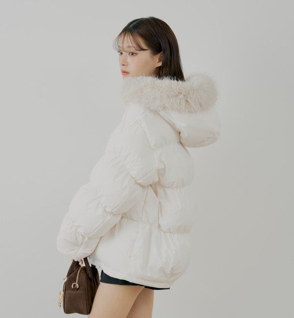  「【4色展開】ファー取り外しミドルルーズ中綿ブルゾン」|その他|