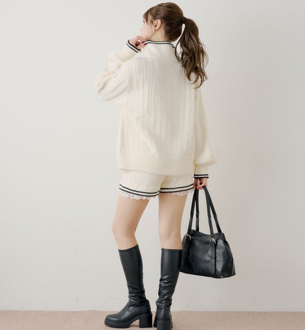  「【セットアップ対応】ダブルジップルーズニット」|ニット・セーター|