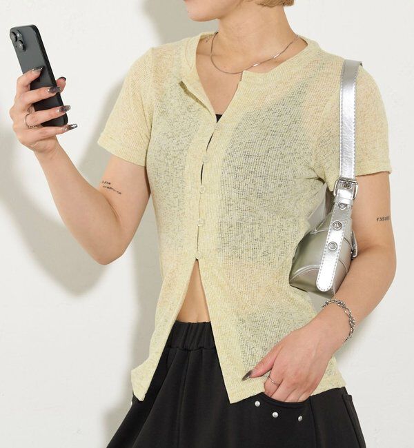  「シアーナロー半袖カーディガン」|Tシャツ・カットソー|