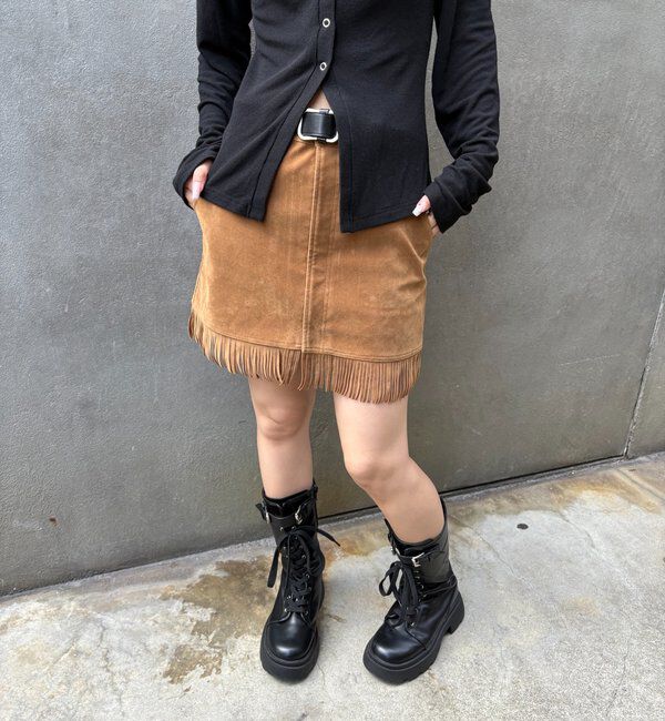  「スウェードフリンジミニスカート」|スカート|