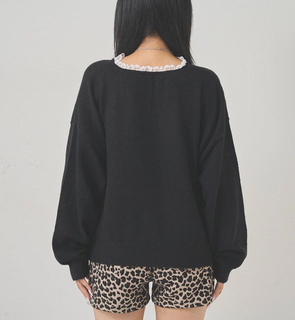  「レースVネックニット」|ニット・セーター|