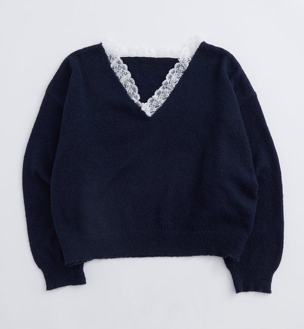  「レースVネックニット」|ニット・セーター|
