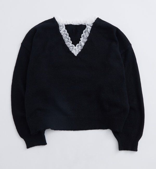 「レースVネックニット」|ニット・セーター|