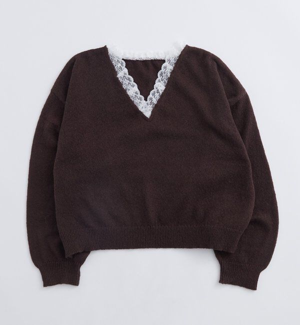  「レースVネックニット」|ニット・セーター|