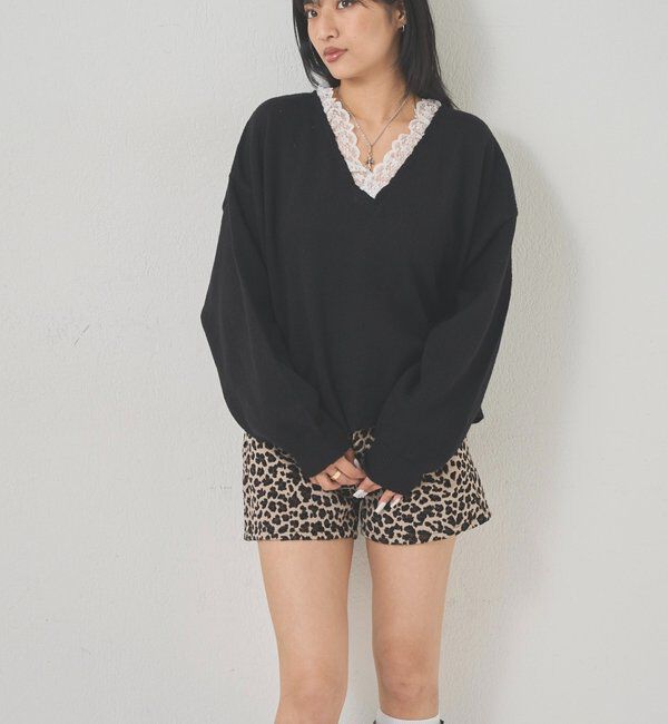  「レースVネックニット」|ニット・セーター|