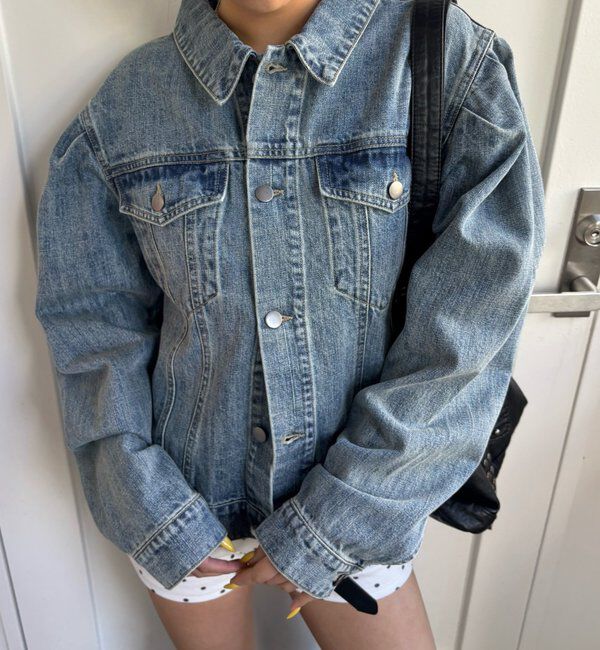  「【WEB限定】パフスリーブデニムジャケット」|ブルゾン・スタジャン|