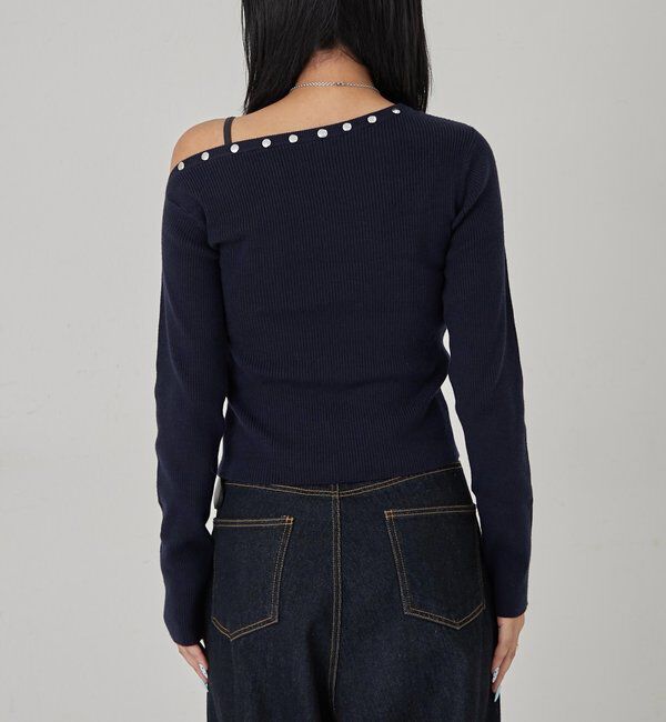  「スタッズワンオフショルニット」|ニット・セーター|