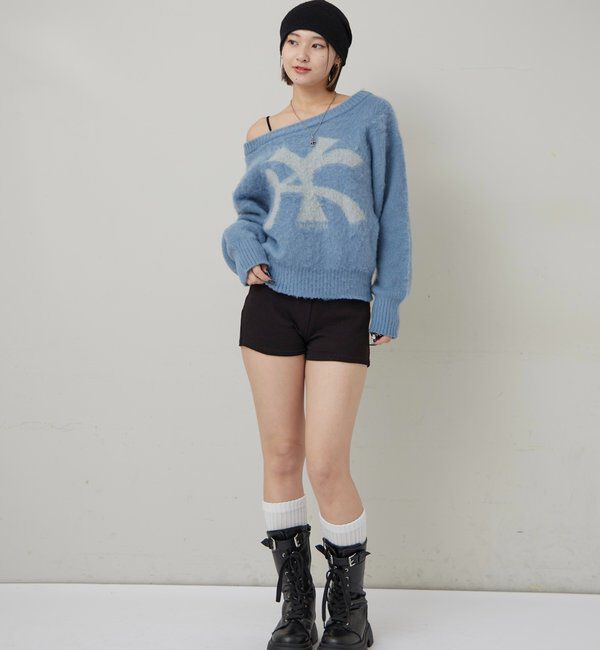  「MOHAIR-TOUCH OFF SHOULDER KNIT TOP」|ニット・セーター|