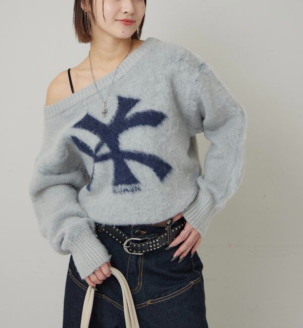  「MOHAIR-TOUCH OFF SHOULDER KNIT TOP」|ニット・セーター|