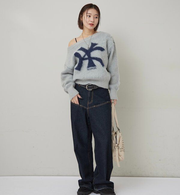  「MOHAIR-TOUCH OFF SHOULDER KNIT TOP」|ニット・セーター|