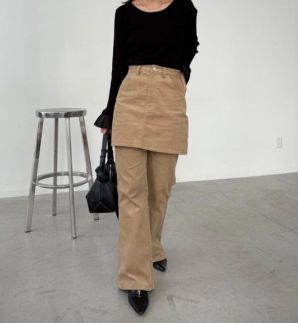  「【新色/レイヤード対応】コーデュロイフレアパンツ」|チノ|