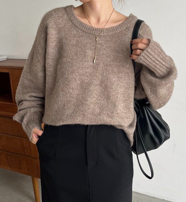  「【前後2WAY】もちふわ2WAYスキッパーニット」|ニット・セーター|