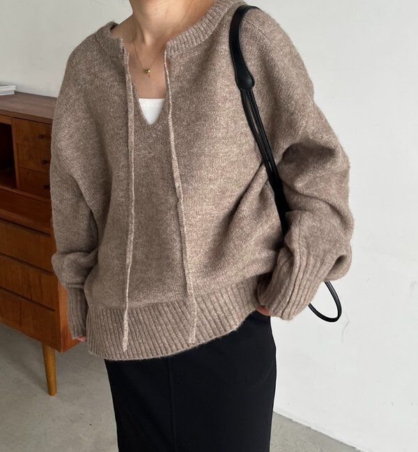  「【前後2WAY】もちふわ2WAYスキッパーニット」|ニット・セーター|