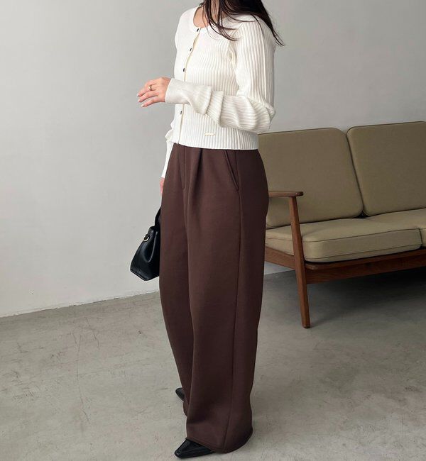  「【新色/オフホワイト】【前後2WAY】カーブスリーブリブニット」|カーディガン|