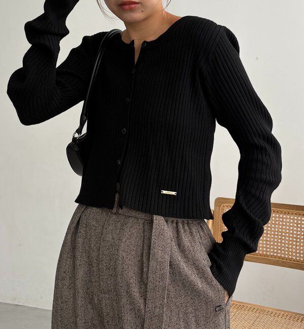  「【新色/オフホワイト】【前後2WAY】カーブスリーブリブニット」|カーディガン|