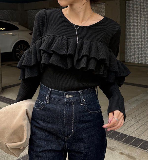  「【2WAYで着用可能】ベアフリルニット」|ニット・セーター|