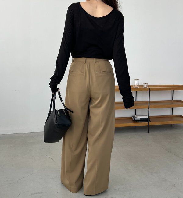  「【前後2WAY】テンセルウール袖ギャザーロンT」|Tシャツ・カットソー|