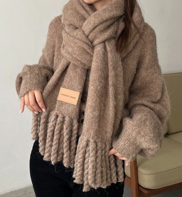  「モヘア起毛マフラー」|マフラー|モカ