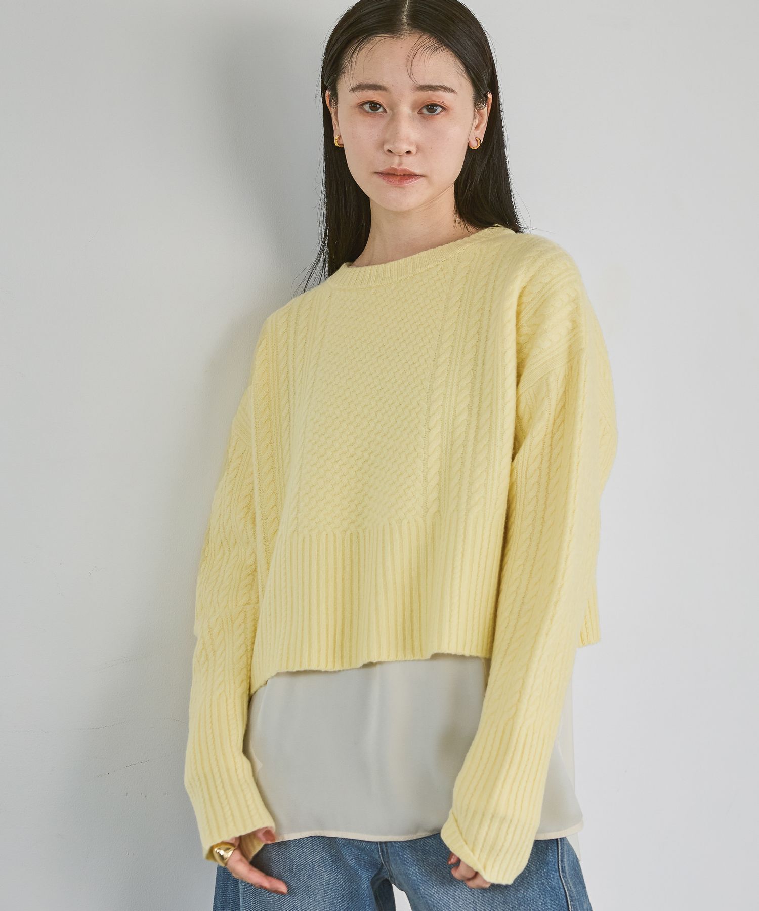 A part by 「ケーブルニットプルオーバー」|ニット・セーター|イエロー