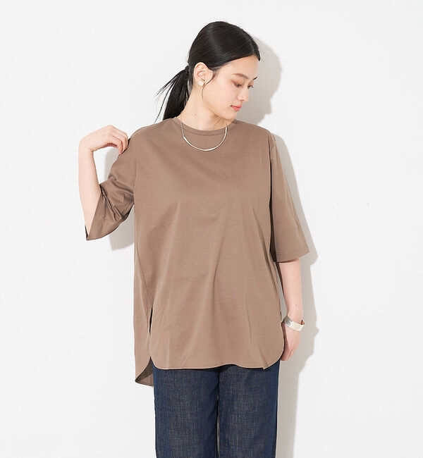 collex「【接触冷感・UVカット】コンパクトクールチュニックTシャツ」|Tシャツ・カットソー|ライトブラウン
