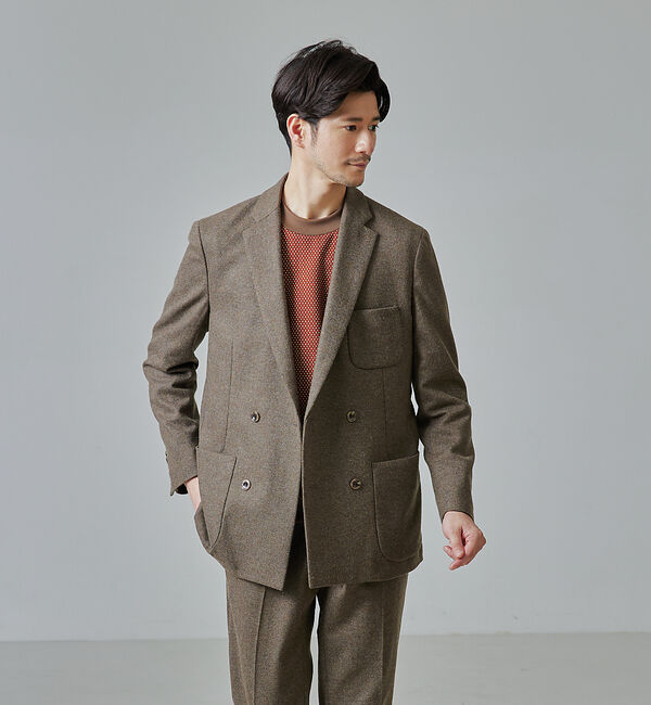 ABAHOUSE「【セットアップ対応】カシミヤ ブレンド ダブルジャケット」|その他|ブラウン