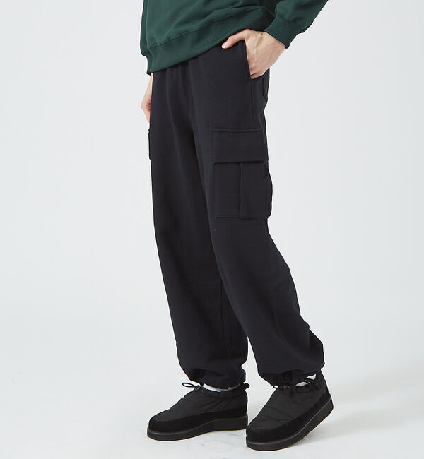 ABAHOUSE「【FRUIT OF THE LOOM】ヘビーオンス スウェット カーゴパンツ」|カーゴ|ブラック