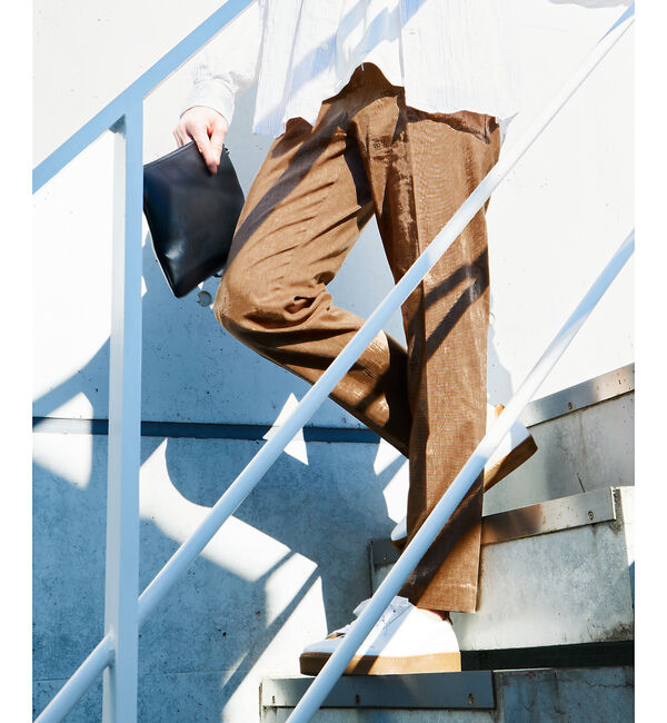 ABAHOUSE「【セットアップ対応】ソロストレッチ リネン テーパード パンツ / スラックス」|スラックス|ブラウン系その他1