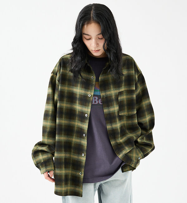 ABAHOUSE「【Revo.レボ】 オンブレーチェックシャツ/ルーズフィット /セットアップ/ユ」|シャツ・ブラウス|