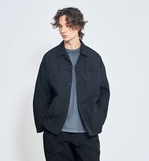 ABAHOUSE「【セットアップ対応】TUCK＆DARTS ワッシャーナイロン シャツブルゾン /」|シャツ・ブラウス|ブラック