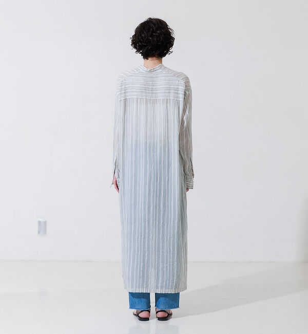 Rouge vif「シルク混シアーストライプ楊柳ワンピース」|ワンピース|