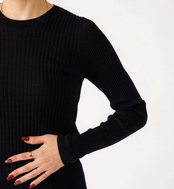 Rouge vif「シルク混ワイドリブプルオーバーニット」|ニット・セーター|