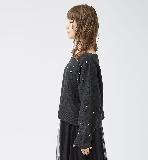 Rouge vif「【一部店舗限定】ビジューニットプルオーバー」|ニット・セーター|